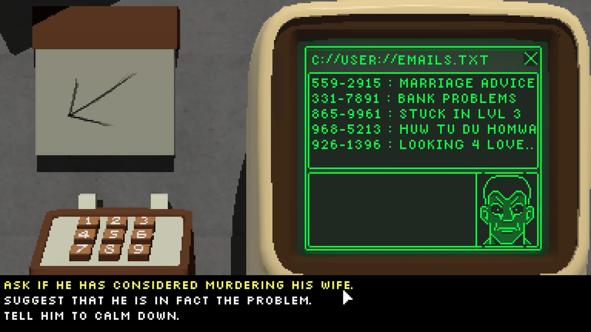 An Endacopia keypad and green terminal displaying a code prompt